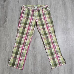 Y2K Abercrombie & Fitch Pink Green Plaid Capri Pants Size 4